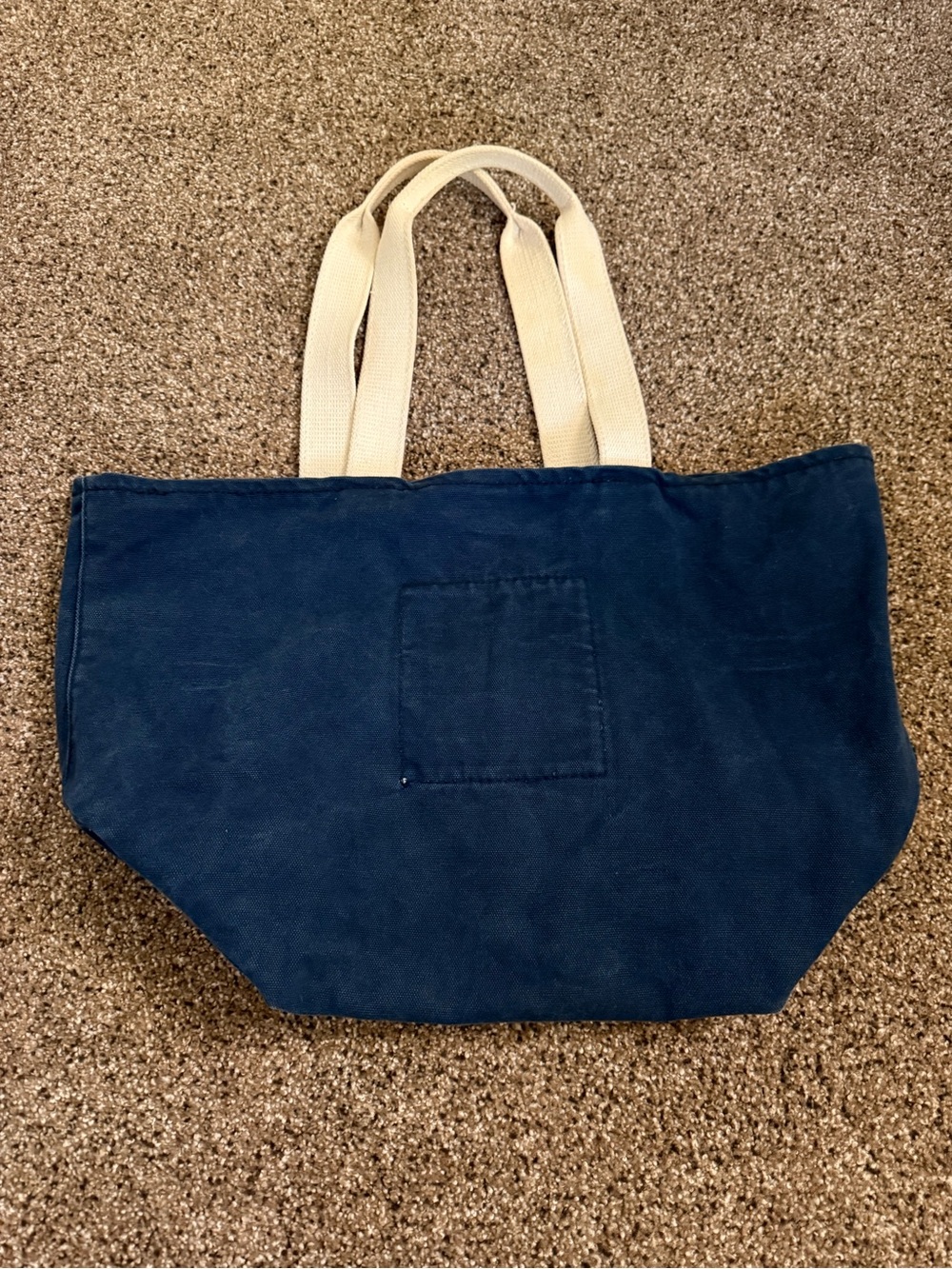Abercrombie & Fitch Navy Canvas Tote Bag with Cream Handles 2000s Y2K Millennial - Picture 2 of 5